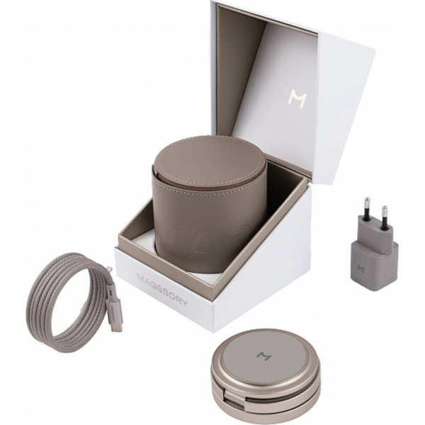 беспроводное зарядное устройство Magssory Disc Signature Edition 3 в 1 натуральный титан 1