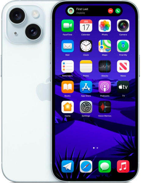 Смартфон Apple iPhone 15 голубой 1