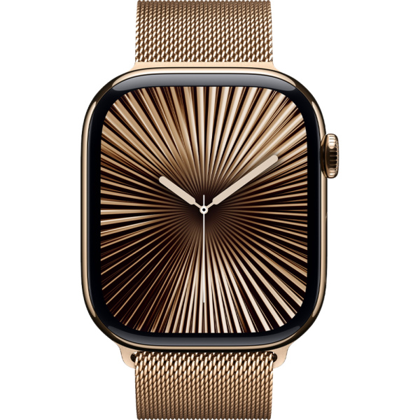 Смарт-часы Apple Watch Series 10 миланский браслет 42 мм титановый золотой 2