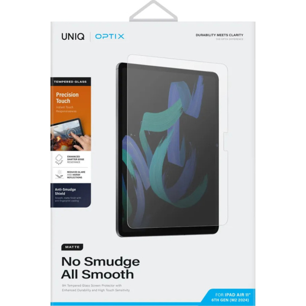 СТЕКЛО UNIQ OPTIX iPAD AIR 11 (Матовое безрамочное) 1