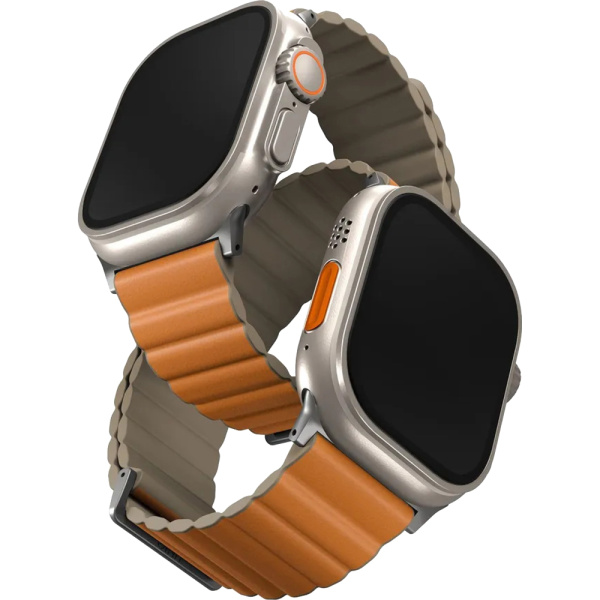 Ремешок силиконовый UNIQ REVIX LEATHER для Apple Watch 44454649 (оранжевый-хаки) 1